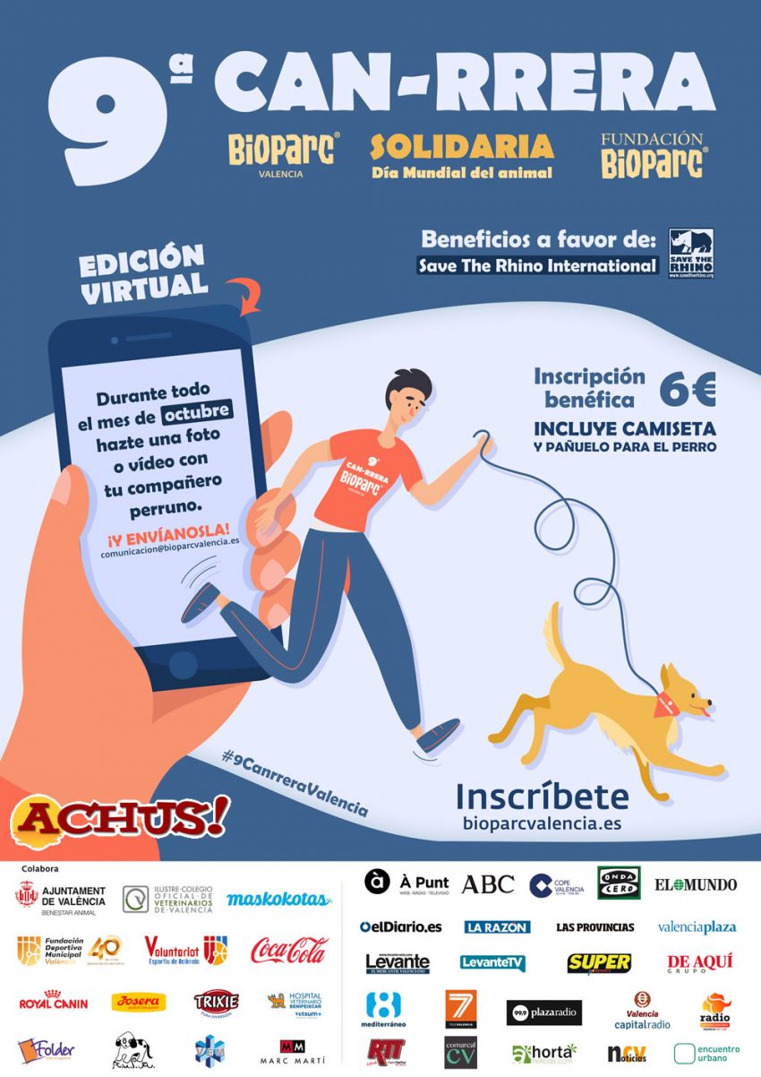 Octubre el mes para participar en la 9ª Can-rrera solidaria de Bioparc Valencia que será virtual