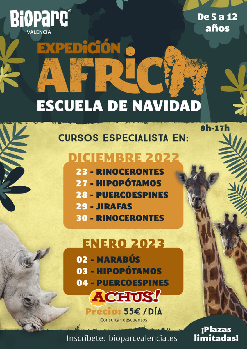 Bioparc abre la inscripción para la Edición de Navidad de su escuela de vacaciones “Expedición África”